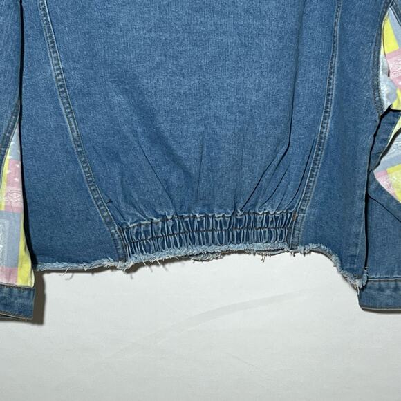 True Vintage 80’s Davi & Dani Patchwork Bandana  Jean Jacket Women’s Size S - Picture 8 of 13